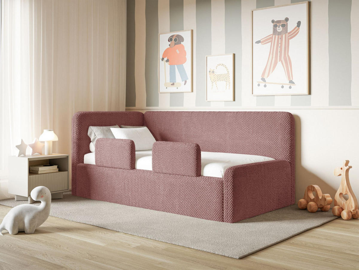 KINDERBETT Fanko Samt Rosa 90x200 cm - Pink/Schwarz, Kunststoff/Textil (90/200cm) - Selsey