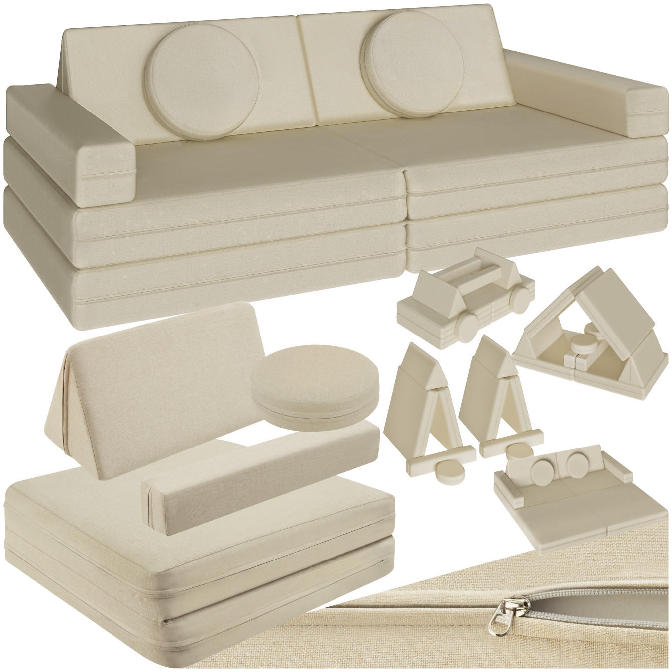 SPIELSOFA Lilly,stapelbar,beige - Beige, Textil (160/56/80cm) - tectake