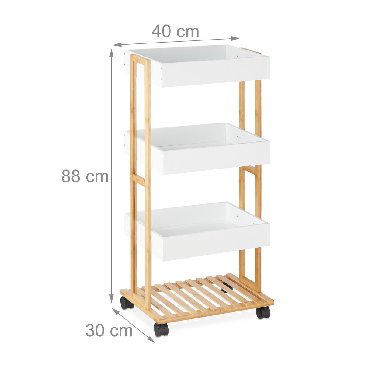 SERVIERWAGEN - Multicolor, Holz/Holzwerkstoff (40/88/30cm) - Relaxdays