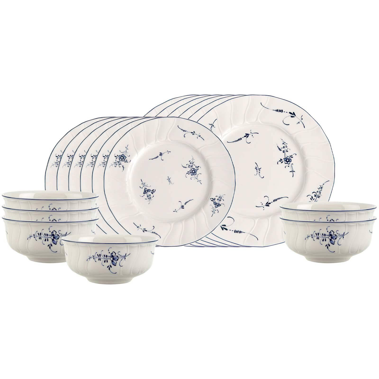 GESCHIRR-SET Vieux Luxembourg weiß-blau 18er Set - Blau/Weiß, Keramik (2/2/2cm) - Villeroy & Boch