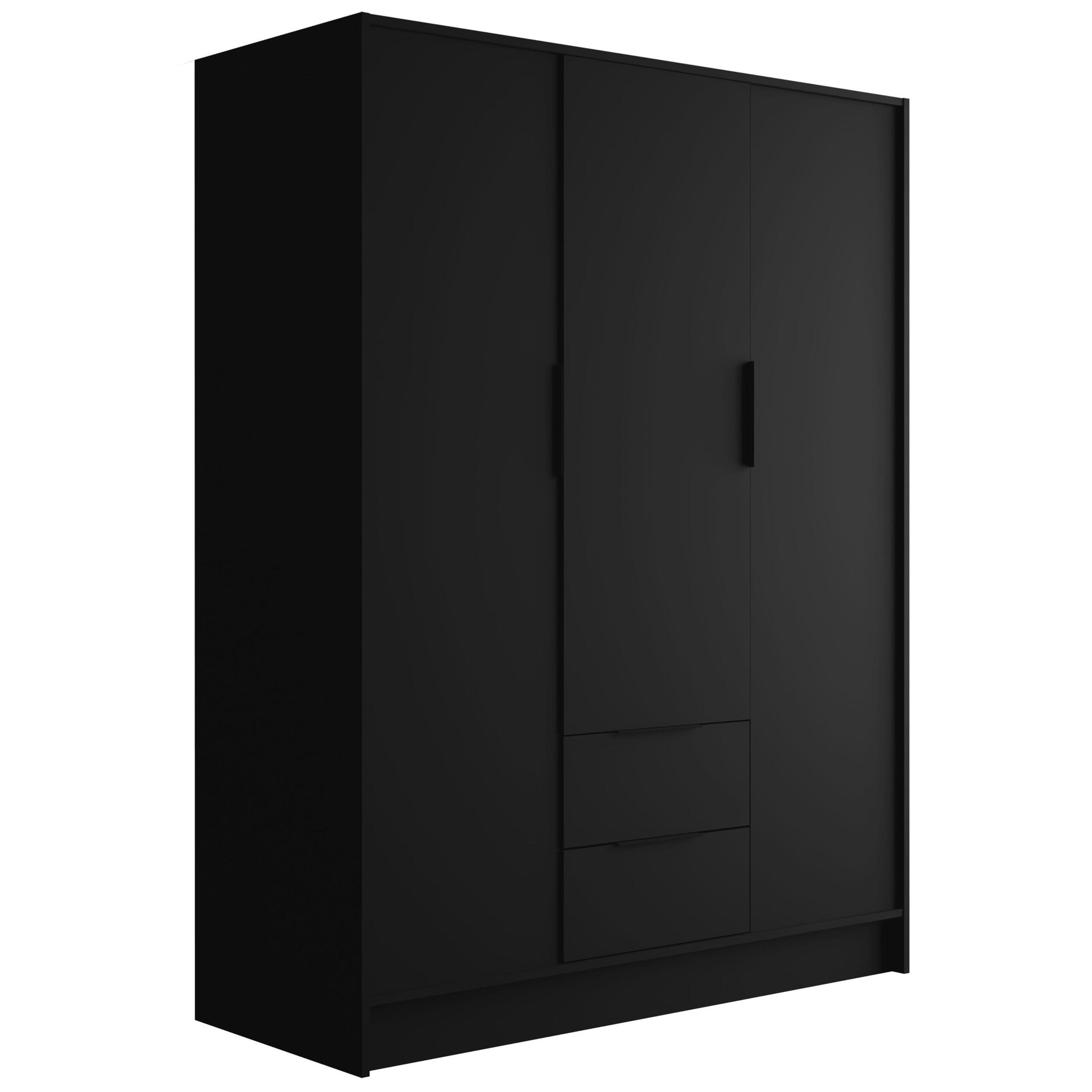 KLEIDERSCHRANK mit Flügeltüren KOLIN 150x200cm Schwarz - Schwarz, Holzwerkstoff (150/200/51cm) - ALTDECOR