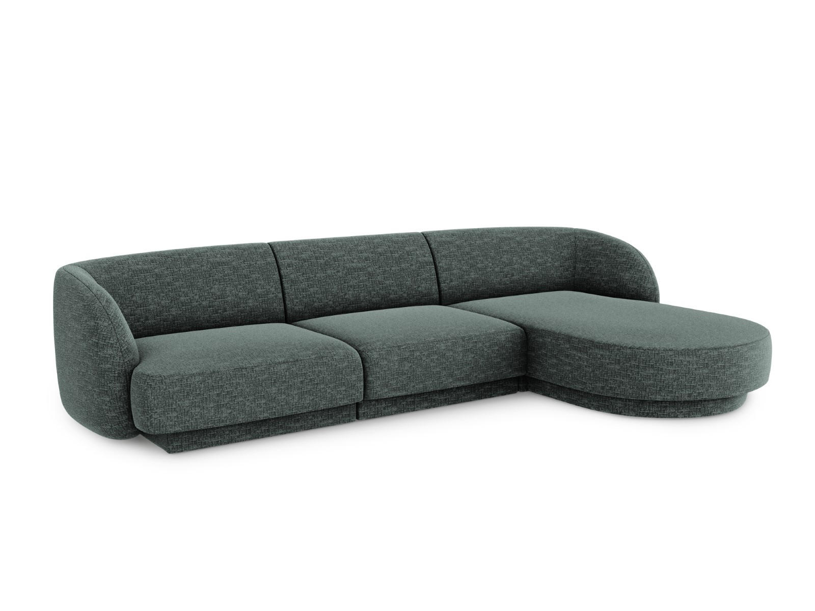 ECKSOFA rechts Miley aus Chenille-Stoff petrol 4 Sitzplätze - Petrol, Textil (156/255cm) - Micadoni