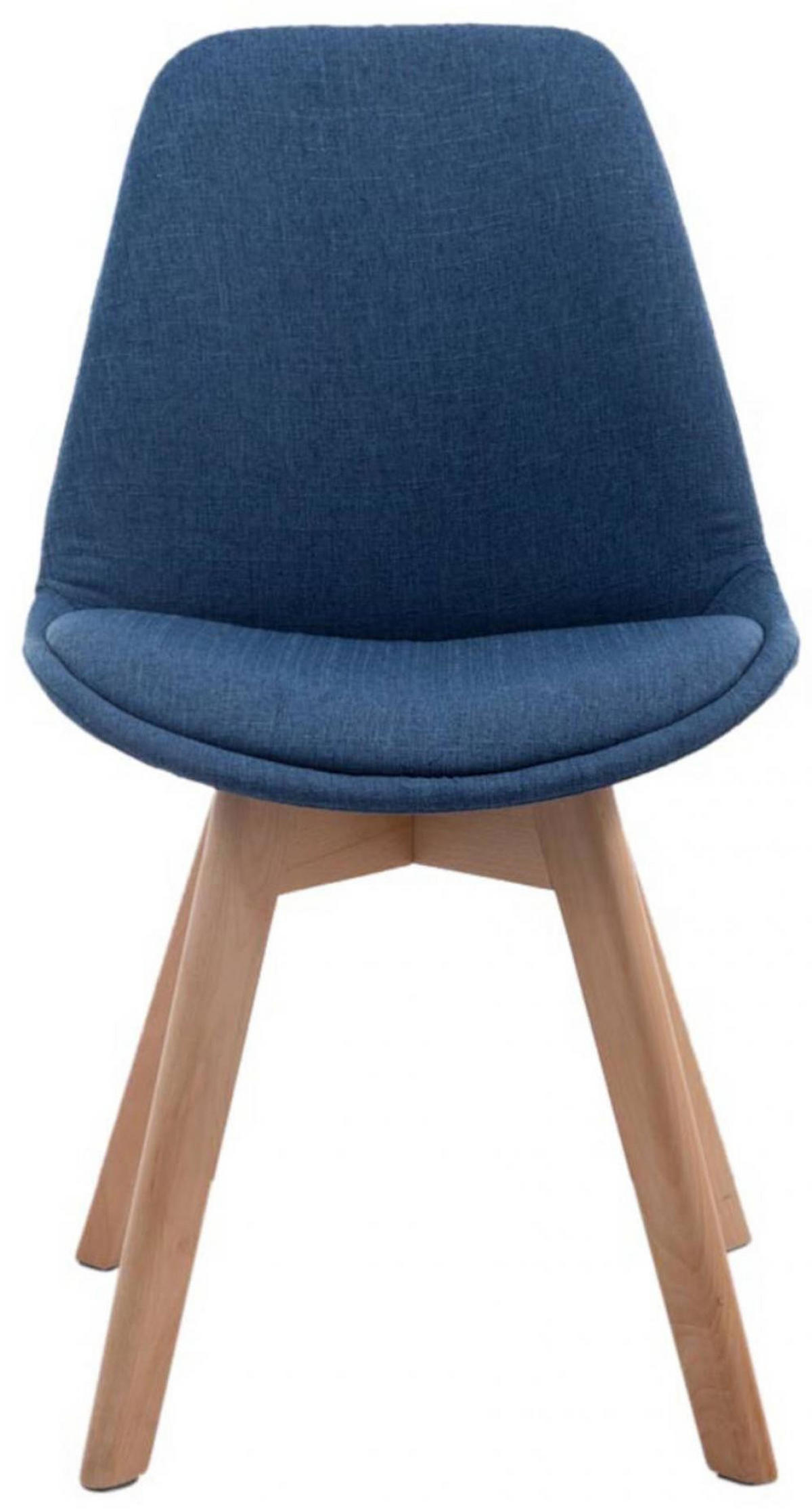 STUHL 4er Set Stoff blau - Blau/Eukalyptusholzfarben, Holz/Textil (48/84/55cm) - CLP