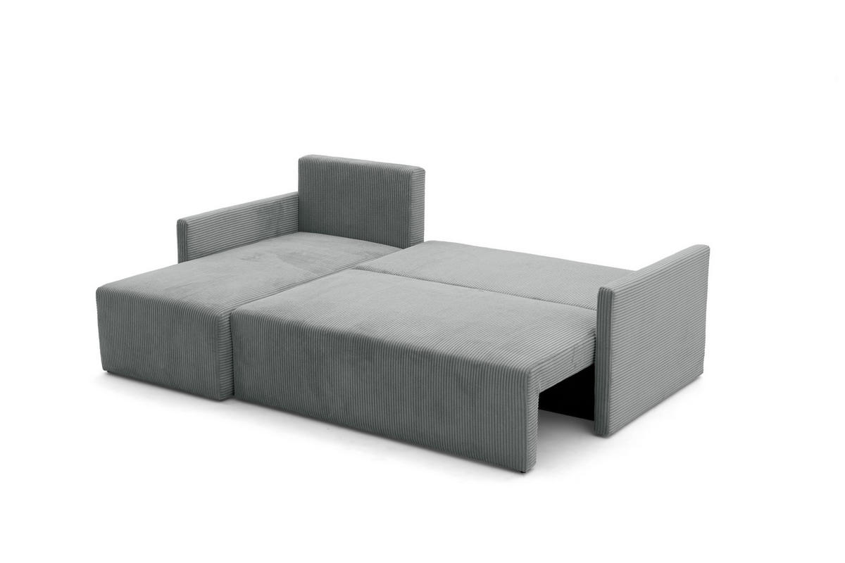 ECKSOFA GARDA L Links mit Schlaffunktion 132x198 Cord Grau - Schwarz/Grau, Holz/Kunststoff (209/145cm) - NACANAPA