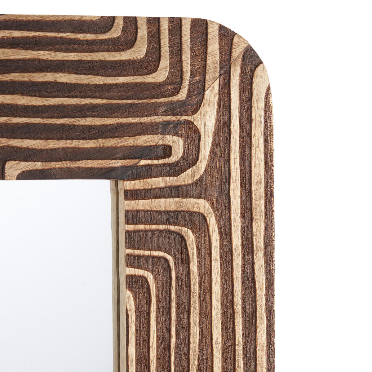 WANDSPIEGEL Mangoholz Lines&Curves 60/90 cm - Braun, Holz (90/2/60cm) - Giftdecor