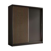 SCHWEBETÜRENSCHRANK Erika 200 cm mit Lamellen ohne Spiegel 2-türig, schwarz, schwarz, Lamelle Artisan - Schwarz/Braun, Kunststoff (200/216/51cm) - Margaret Hadas24