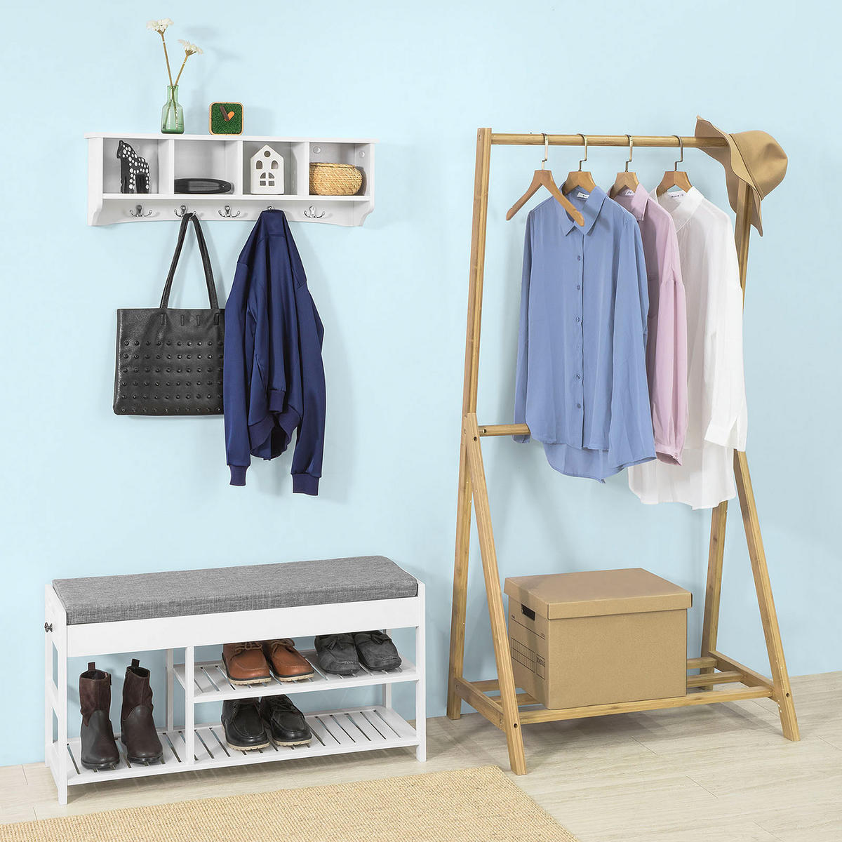 WANDGARDEROBE Weiß - Weiß, Holzwerkstoff (72/23/15cm) - SoBuy