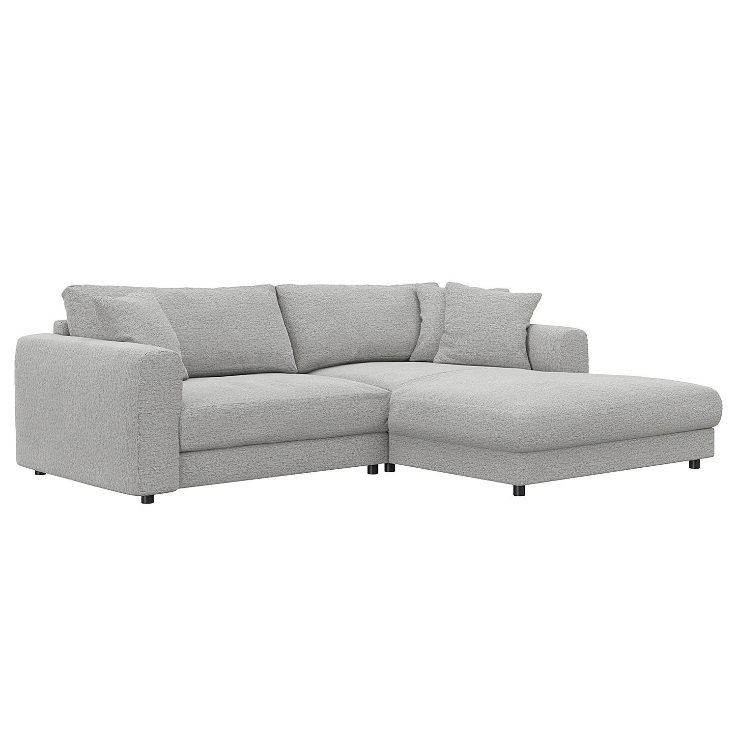 ECKSOFA mit Longchair - Hellgrau/Schwarz, Holz/Kunststoff (238/183cm) - home24