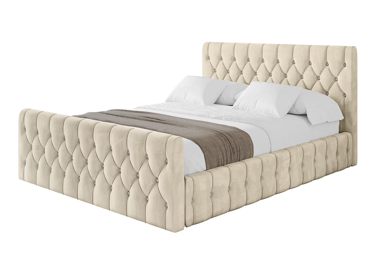 POLSTERBETT mit Bettkasten, Fußteil und Lattenrost, Boxbett ohne Matratze - LARO-Z 200x200 Beige - Ecru, Holzwerkstoff/Textil (200/200cm) - ALTDECOR