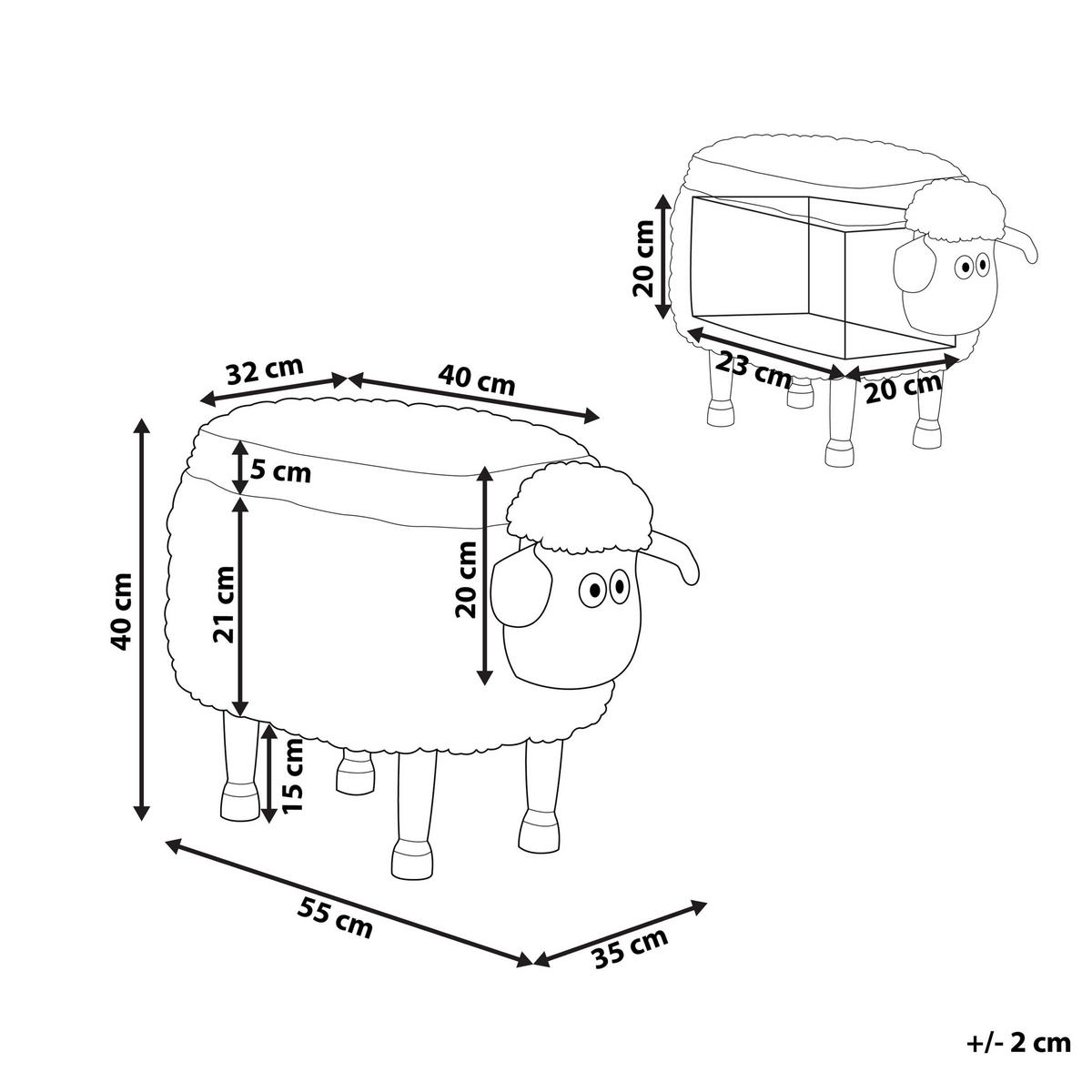 HOCKER Sheep 35/55/40 cm - Beige, Kunststoff/Textil (55/40/35cm) - Beliani