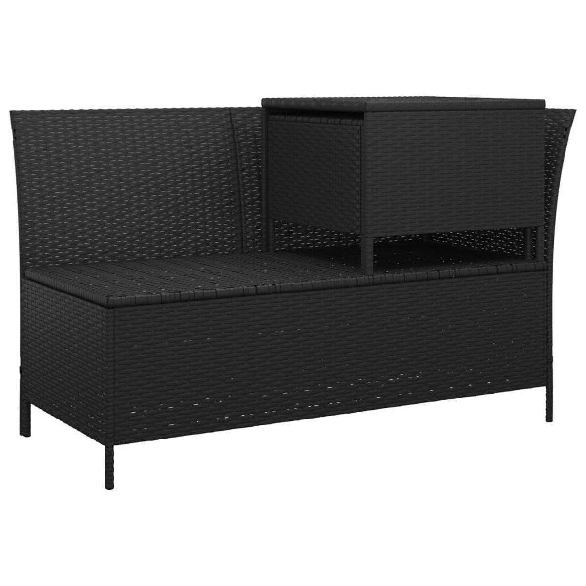 LOUNGEGARNITUR mit Kissen-Stauraum und Couchtisch, aus Poly Rattan, Schwarz, 3-teiliges Set - Schwarz, Kunststoff - vidaXL