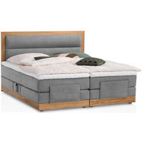 BOXSPRINGBETT ELEKTRISCH VERSTELLBAR MODELA 180x200 Hellgrau H2 und H3 Motorbett in Eiche mit 7-Zonen Taschenfederkern Matratze inkl. Visco Topper - Hellgrau, Textil (180/200cm) - Belanoti