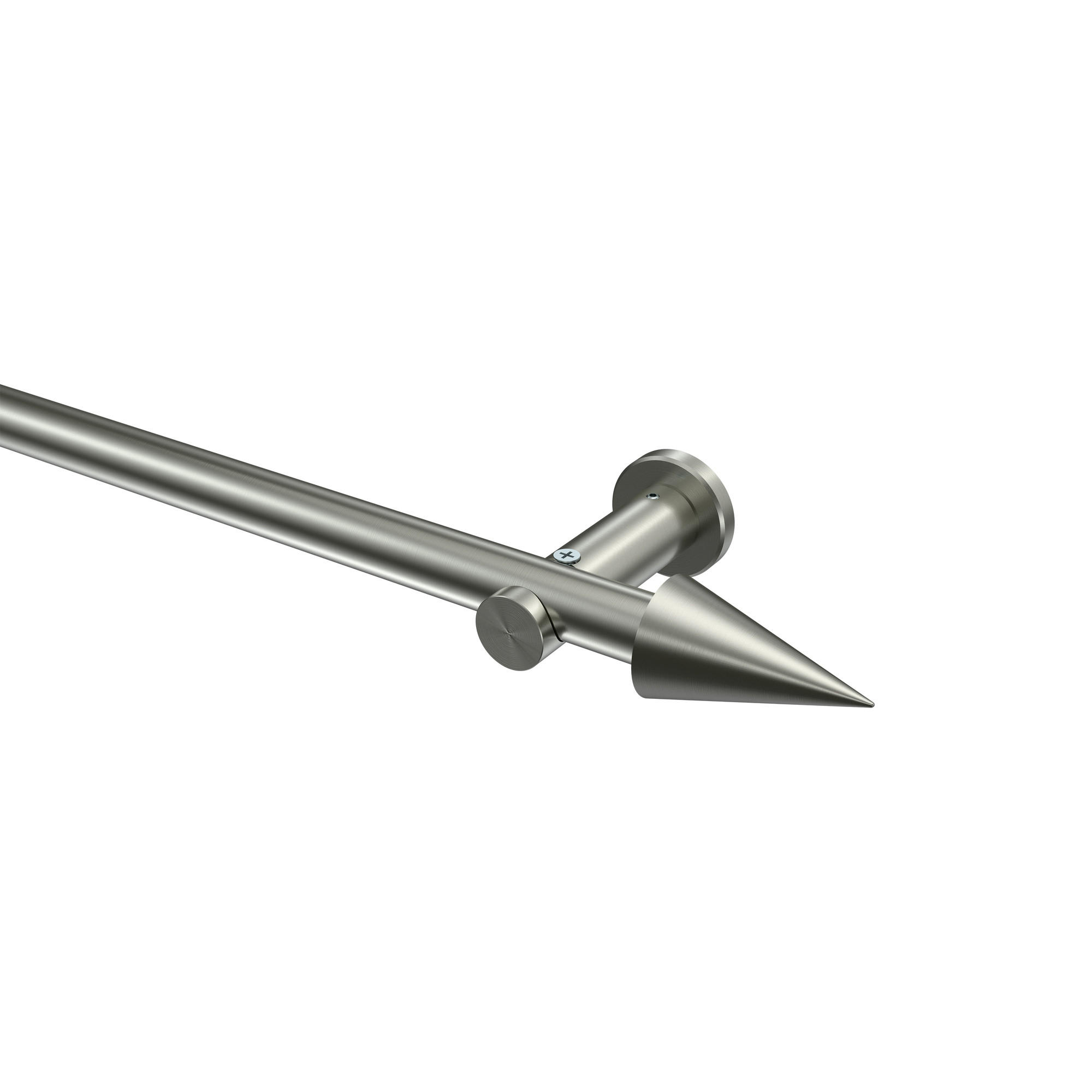 GARDINENSTANGEN-SET Platon Savio 360 cm (geteilt in 2 x 180 cm), 1-läufig (ohne Ringe), 20 mm Ø Edelstahl-Optik - Edelstahlfarben, Metall (360cm) - INTERDECO