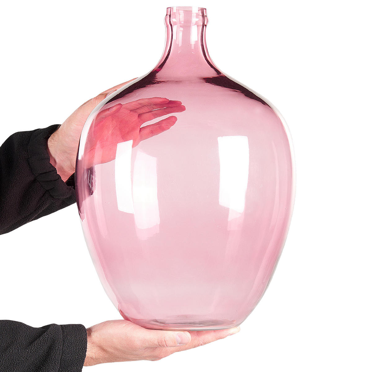DEKOVASE Glas rosa Roti - Rosa, Glas (39cm) - Beliani