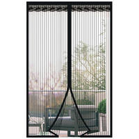 FLIEGENGITTER Tür Magnetisch 140 x 240 cm Schwarz Ohne Bohren - Schwarz, Textil (132/234/5cm)