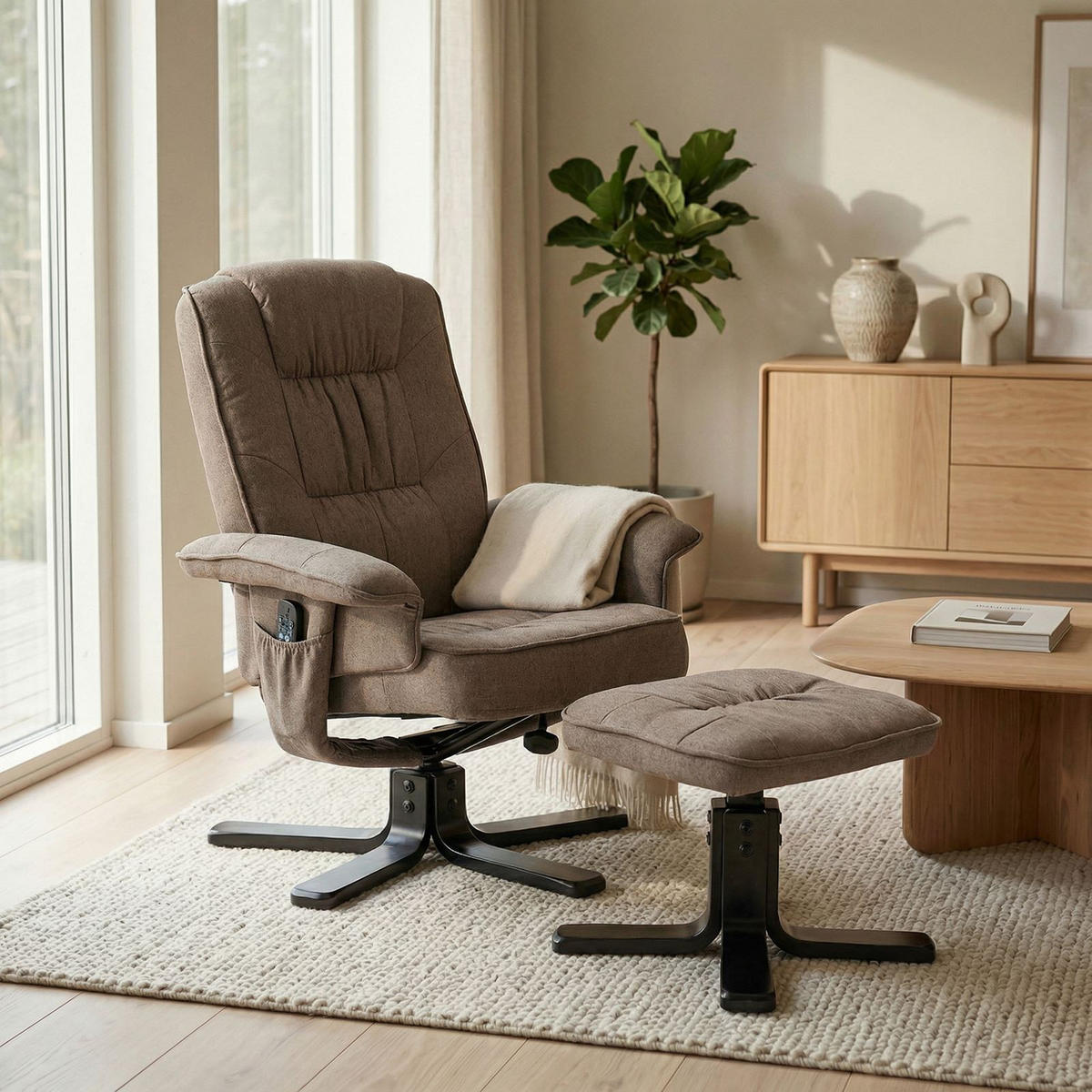 RELAXSESSELSET CHARLY - Braun, Textil (76/87/61cm) - IDIMEX