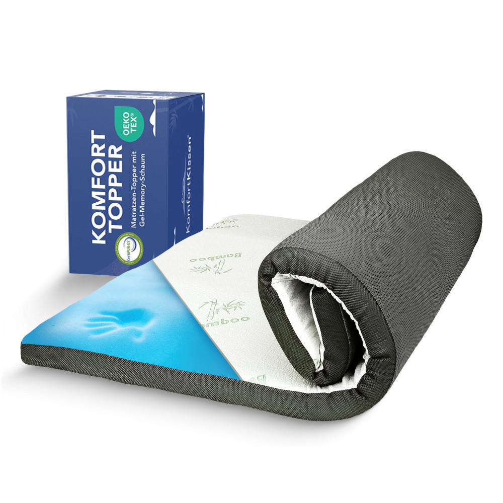 GEL-SCHAUMSTOFF-MATRATZENAUFLAGE - Grau, Textil - KomfortKissen