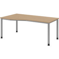 SCHREIBTISCH Serie-H Gestell: Silber 100/180/74 cm in Eichefarben - Eichefarben, Holzwerkstoff (100/180/74cm) - bümö