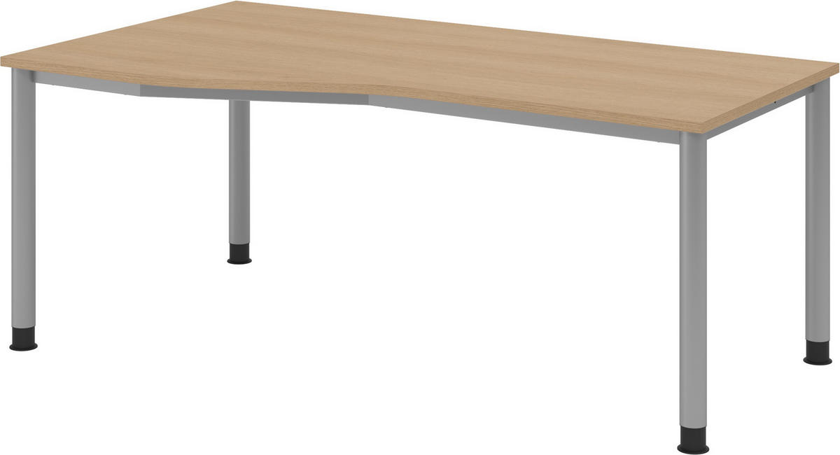 SCHREIBTISCH Serie-H Gestell: Silber 100/180/74 cm in Eichefarben - Eichefarben, Holzwerkstoff (100/180/74cm) - bümö