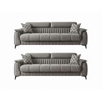 SITZGARNITUR Regina, Grau Stellvariante 3+3 - Grau, Holzwerkstoff/Kunststoff (243/85/95cm)