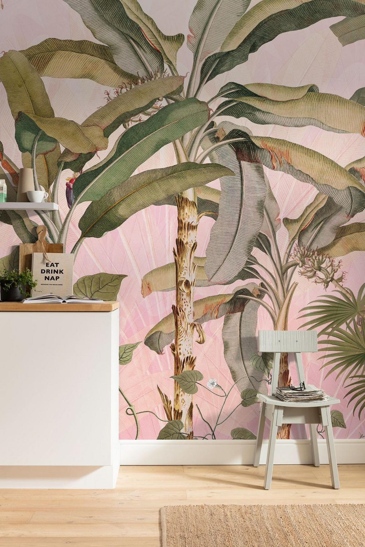 FOTOTAPETE Palmblätter 350 x 270 cm - Pink, Papier (350/270cm) - Sanders & Sanders
