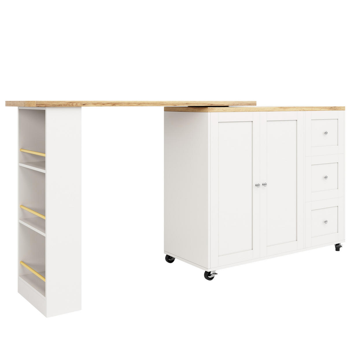 BARTISCHSCHRANK 360° drehbar auf Rollen Weiß MDF 2-tlg. - Weiß, Holz (39/106/203cm) - Beauniv