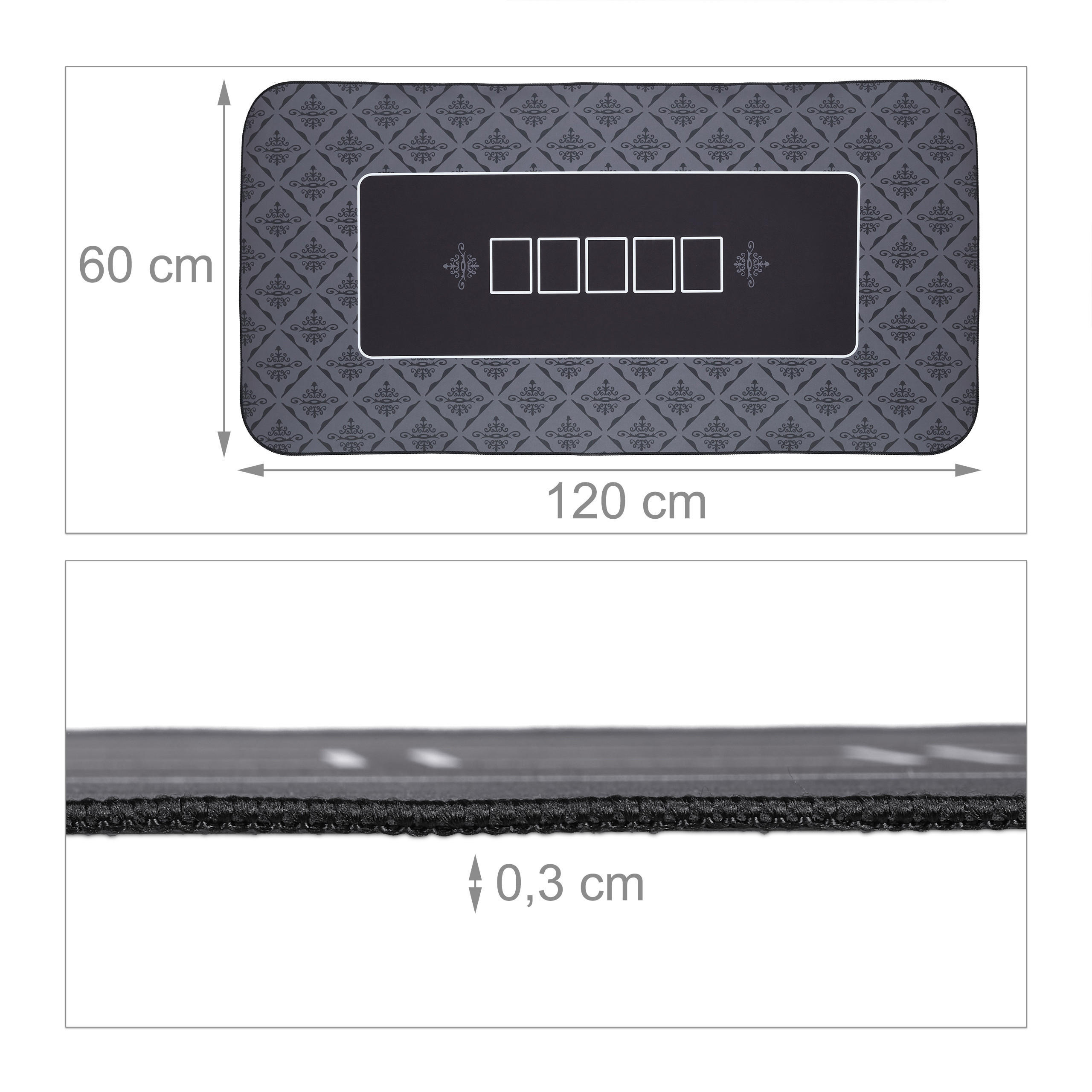 Thumbnail - Relaxdays Pokermatte, Anthrazit, Textil, Kunststoff, 120x60 cm, Spielzeug, Kinderspielzeug, Kinderspiele