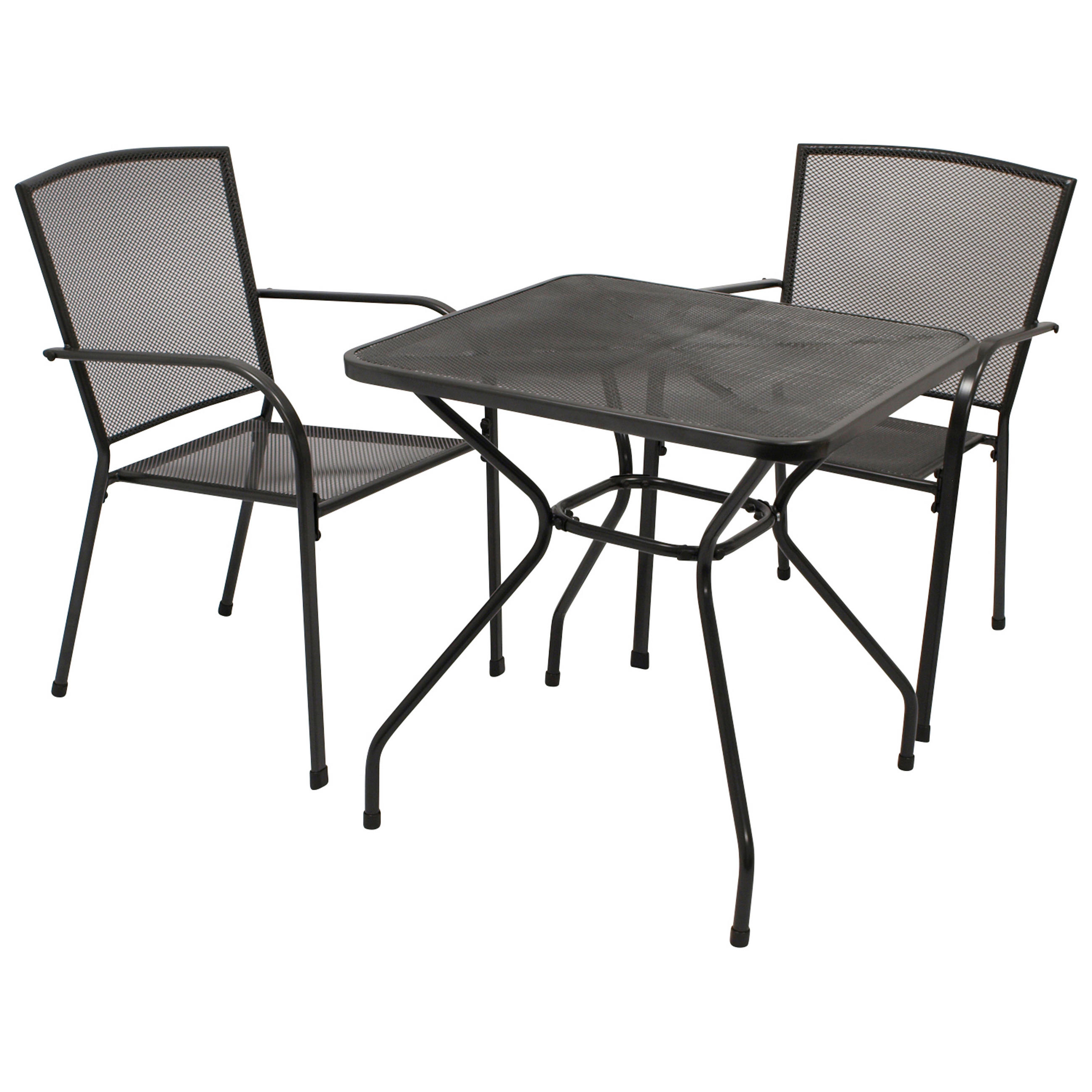 GARTENESSGRUPPE Glasgow - GARTEN-GARNITUR für 2 Personen - Gartenmöbel Set 3-teilig - Streckmetall anthrazit - Grau, Metall - TPFGarden