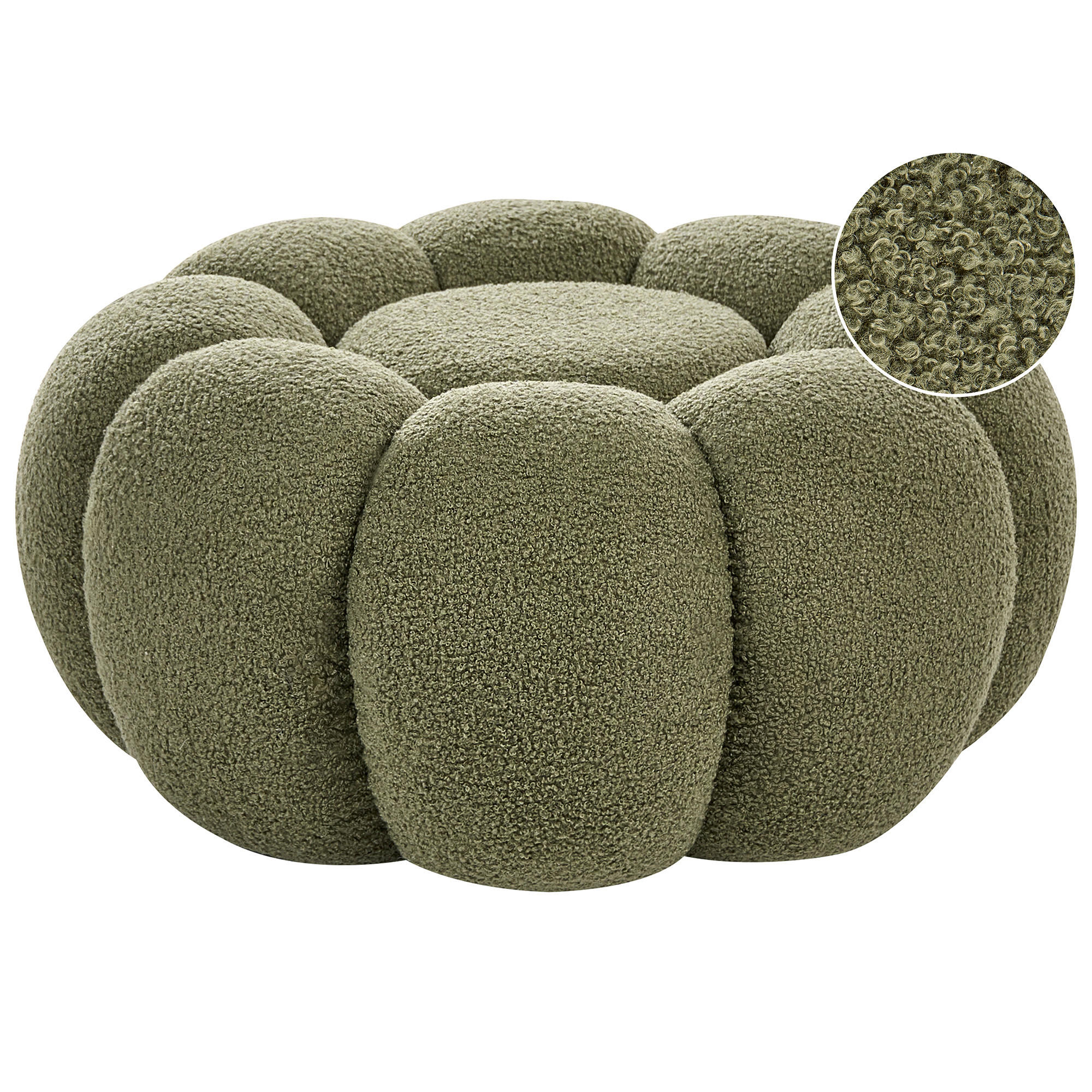 POUF bouclé verde Beaufort - maro deschis, material textil (60/27/60cm) - Beliani