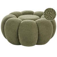 POUF bouclé verde Beaufort - maro deschis, material textil (60/27/60cm) - Beliani