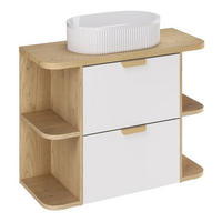 BADMÖBEL-SET 100 cm 5 Teile - Aster White A BM421 in Weiß/Matt - Weiß Hochglanz/Weiß, Holz (100/50/46cm)