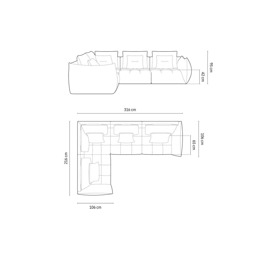 Thumbnail - Micadoni Ecksofa, Pastellblau, Textil, 3-Sitzer, L-Form, 316x216 cm, Hergestellt in Europa, Oeko-Tex®, Wohnzimmer, Sofas...