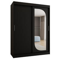 SCHWEBETÜRENSCHRANK 200/150/62 2-türig - Silberfarben/Schwarz, Holz (150/200/62cm) - MÖBEL KRYSPOL