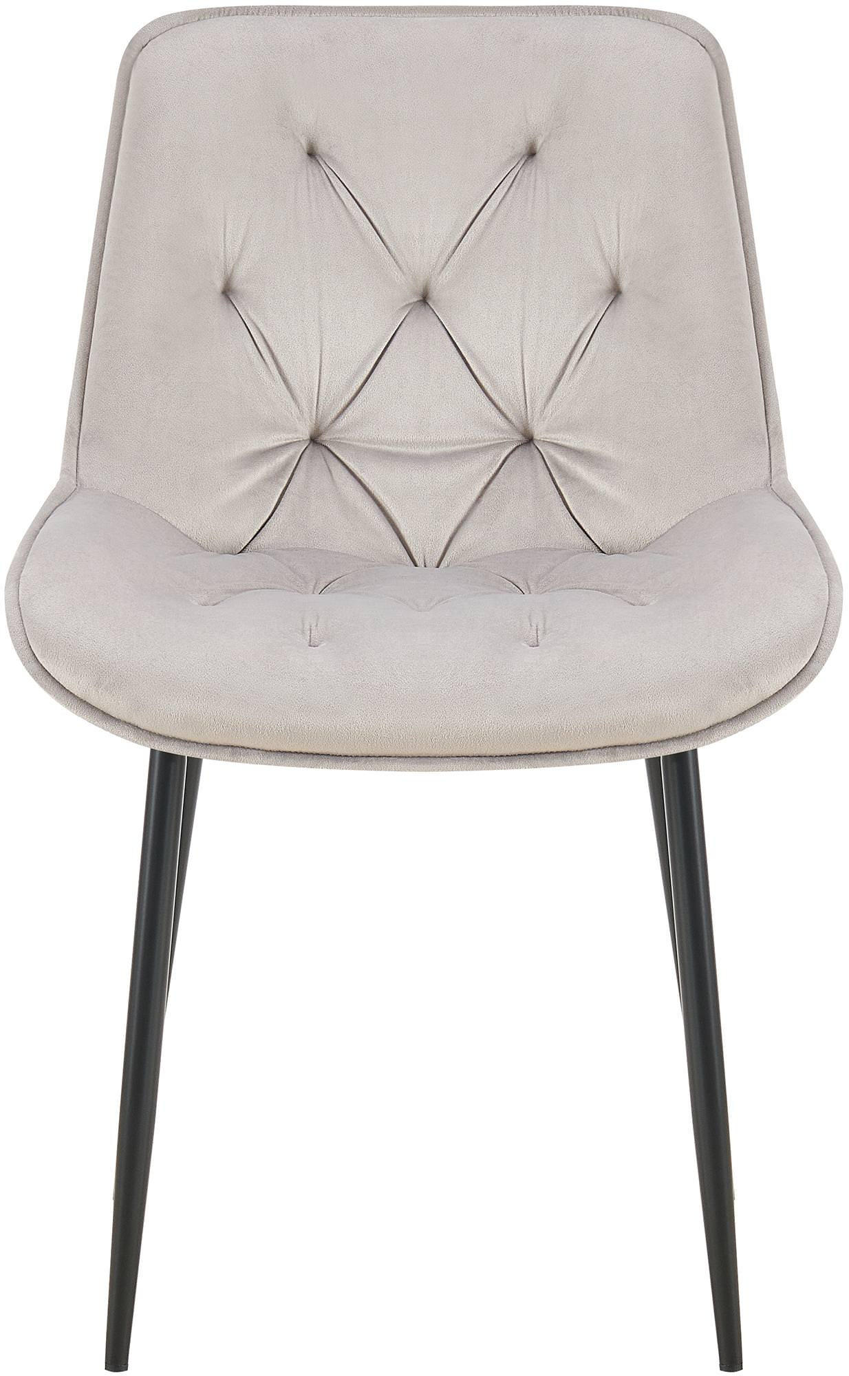 STUHL 2er Set Samt grau - Schwarz/Grau, Textil/Metall (52/84/59cm) - CLP