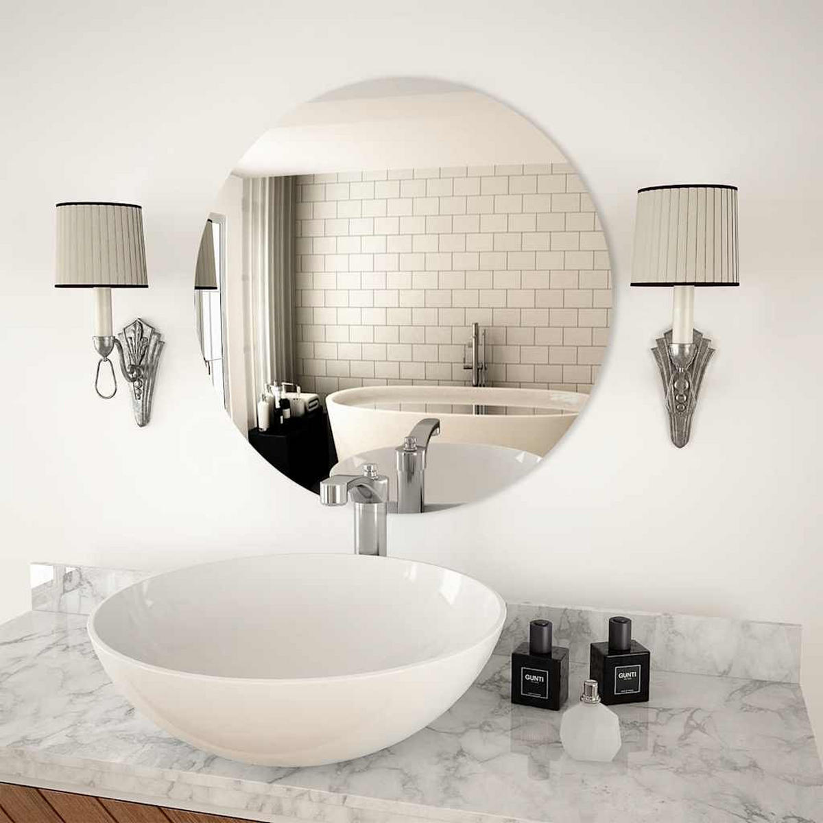 WANDSPIEGEL 60 cm Rund Glas - Silberfarben, Glas (60/60/60cm) - furnicato