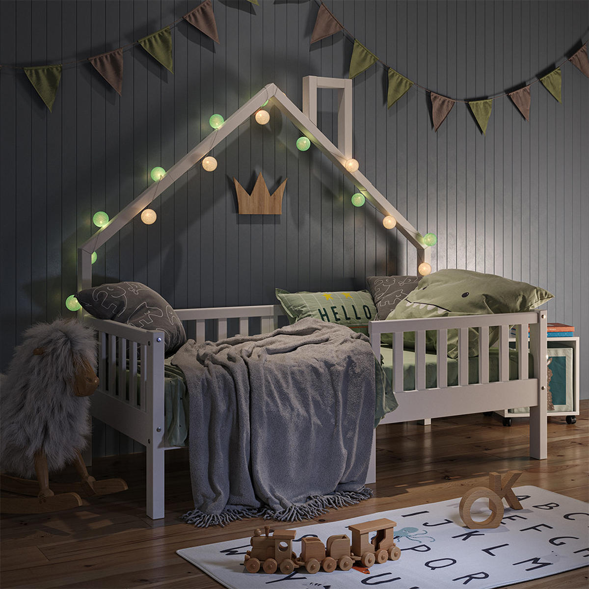 DOMEČKOVÁ POSTEL Noemi Bílá - bílá, dřevo (80/160cm) - VitaliSpa