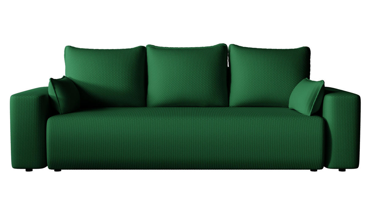 SOFA Bubi mit Bettkasten und Schlaffunktion, Cordstoff - Grün, Holzwerkstoff (242/85/95cm)