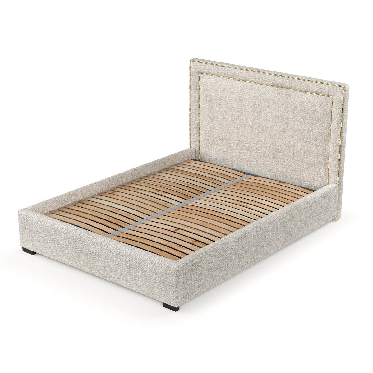 POLSTERBETT Como Creme 140/200 cm im Webstoff - Creme/Schwarz, Holz/Holzwerkstoff (140/200cm) - Maison de Reve