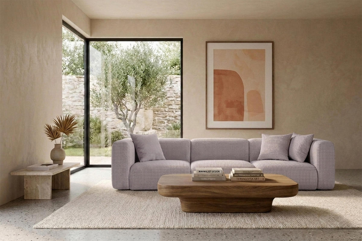 SOFA 3-Sitzer, Chenille-Stoff Cremona, Hellgrau, GRETA - Hellgrau, Holz (319/70/89cm) - Kaiser Möbel