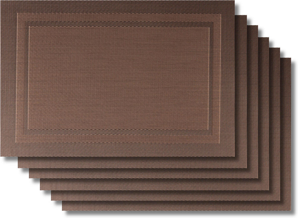 TISCHSET Platzdeckchen - Metall Braun - 45 x 31 cm - 6 Stück - Dunkelbraun, Kunststoff (31/45cm) - Jay Hill