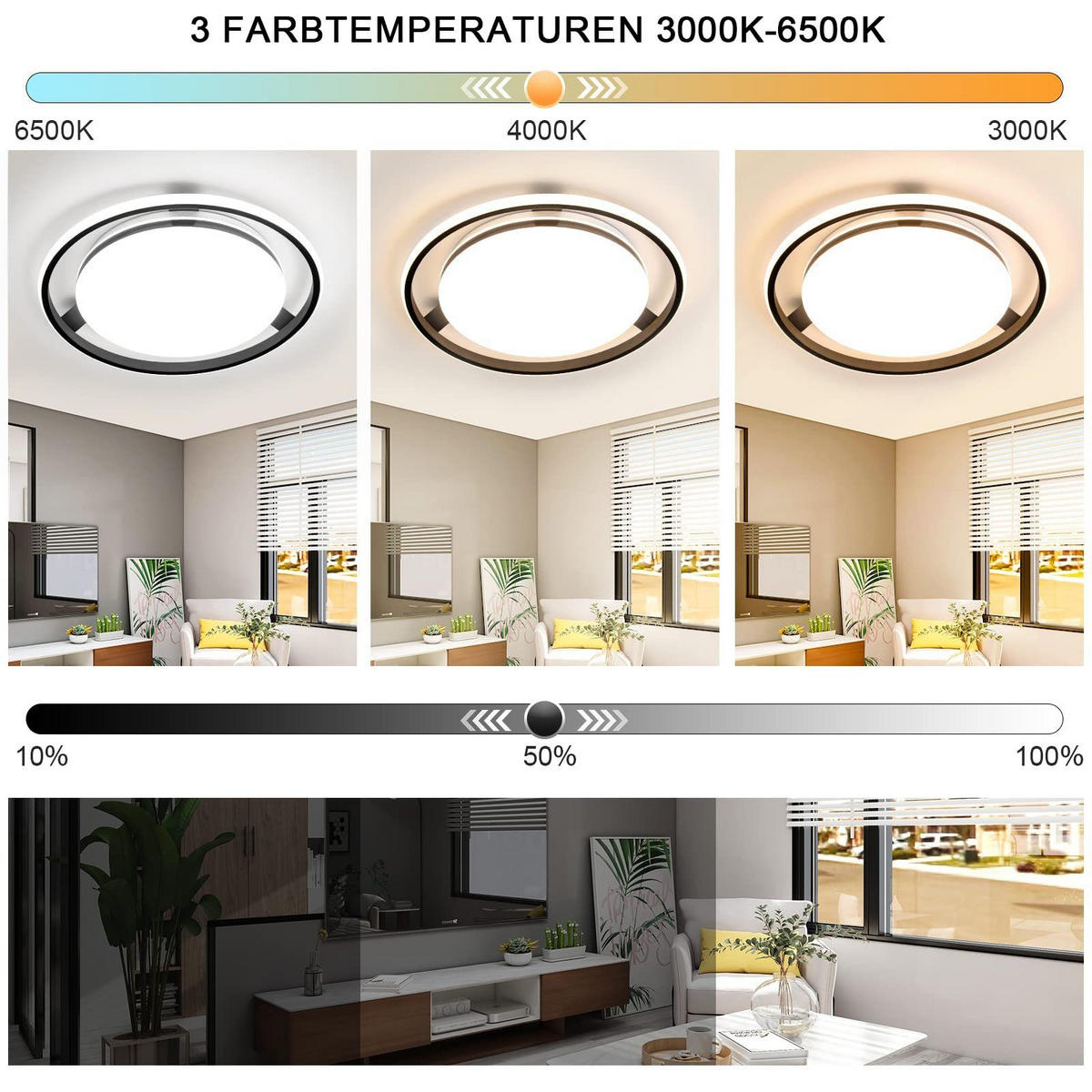 LED-DECKENLEUCHTE Falris 46.5/47.5/9 cm - Schwarz, Metall (47.5/46.5/9cm) - ZMH