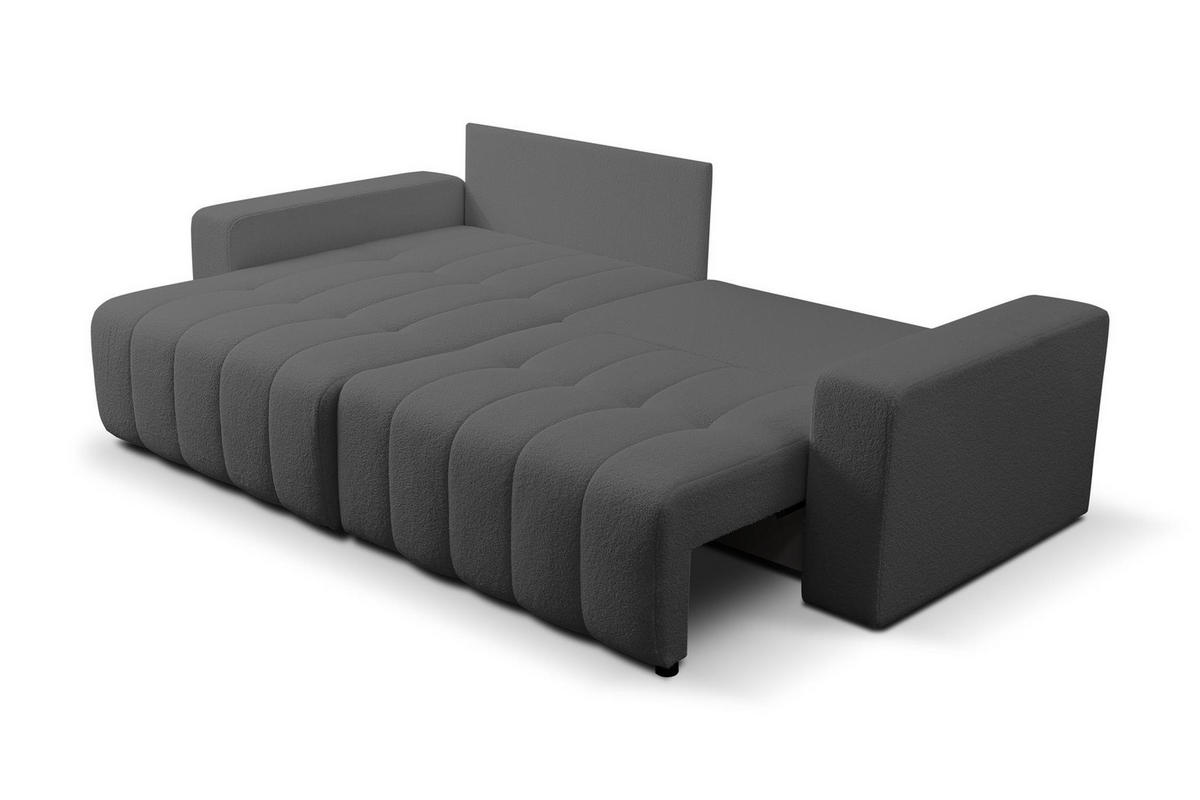 ECKSOFA Masina Grau, Schlafsofa aus Veloursstoff - Grau, Holzwerkstoff (245/143cm) - Bettso