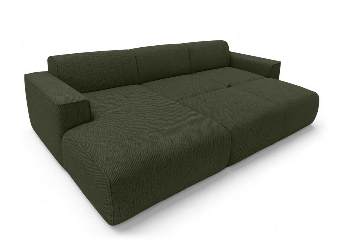 ECKSOFA L Form Ruyam Grün 310/165/78 cm – Schlaffunktion Links - Schwarz/Grün, Kunststoff/Textil (170/310cm) - AX Living