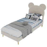 KINDERBETT 90/200 cm mit hydraulischem Bettkasten und gepolstertem Kopfteil in Cartoon-Form, Beige - Beige, Textil (90/200cm) - Redom