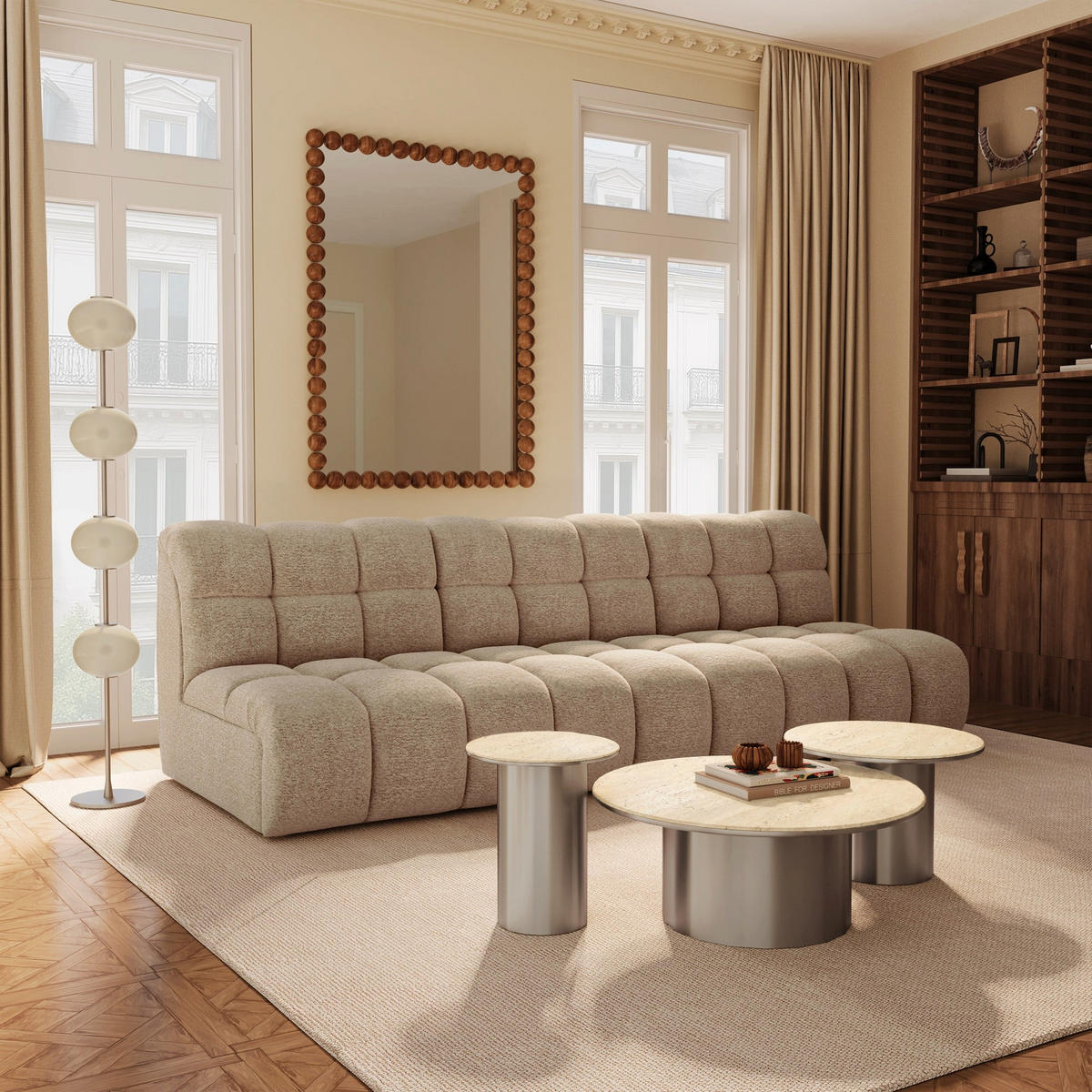 SOFA SEVEN Frottee Taupe 243cm - Taupe, Textil (243/77/98cm) - Premium Interiors