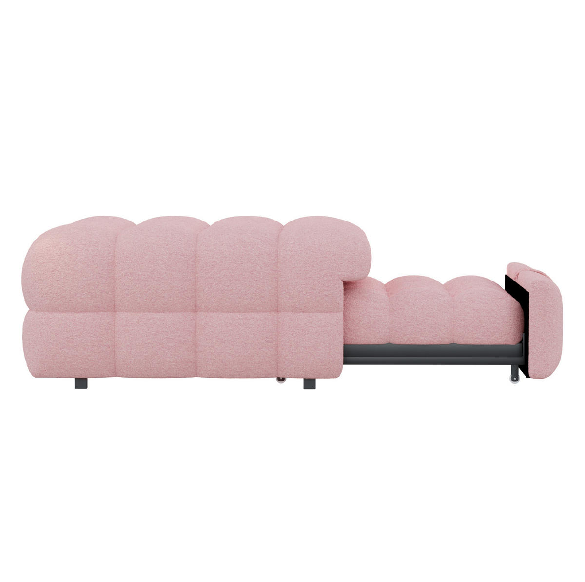 BETT 76/183 cm in Rosa – 2-in-1 ausziehbar mit Teddy-Bezug - Rosa, Textil (70/180cm) - BEAOK