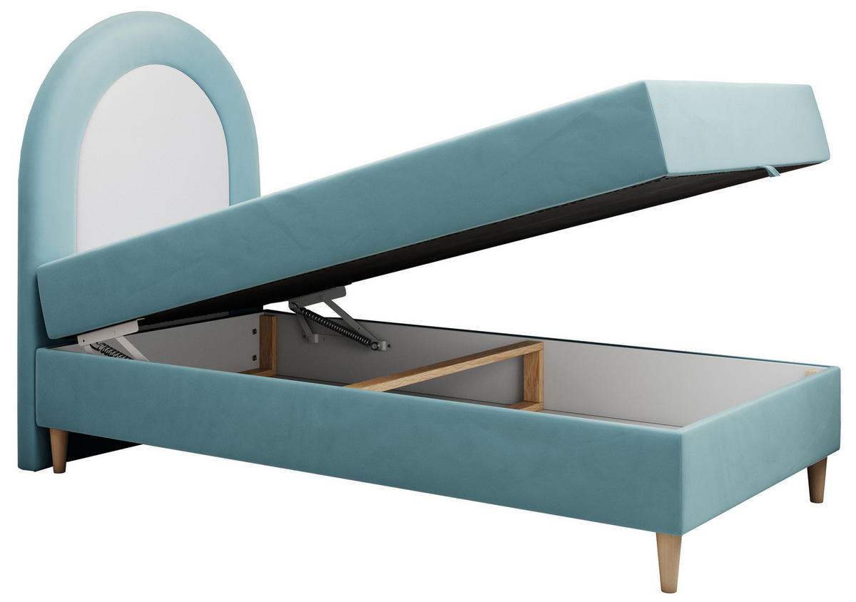 BOXBETT NEST 90/180 Blau Velvet - H3 - Blau, Holz/Textil (90/180cm) - MKS