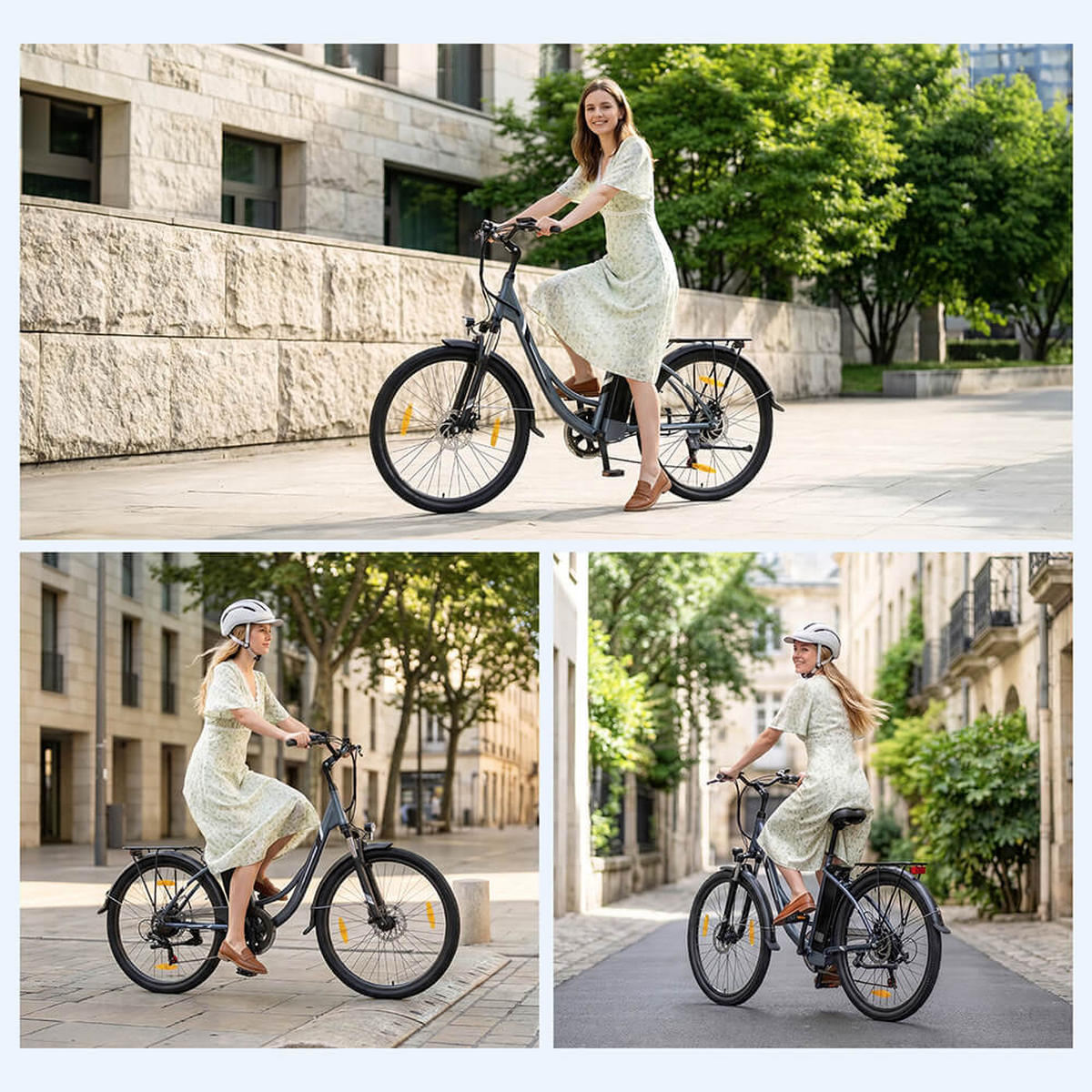 E-BIKE Touroll B1 – 90km Reichweite, 250W Motor, Shimano 7-Gang, Step-Thru Rahmen - Grau, Metall (117cm)