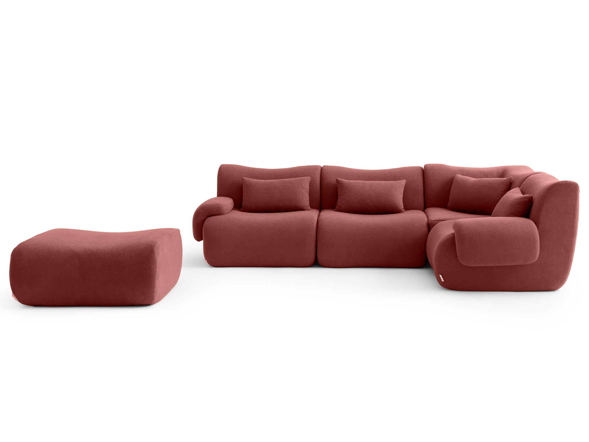 ECKSOFA Bouclé-Stoff Terrakotta-Rot - Terracotta, Textil (269/190cm) - MILYsofa