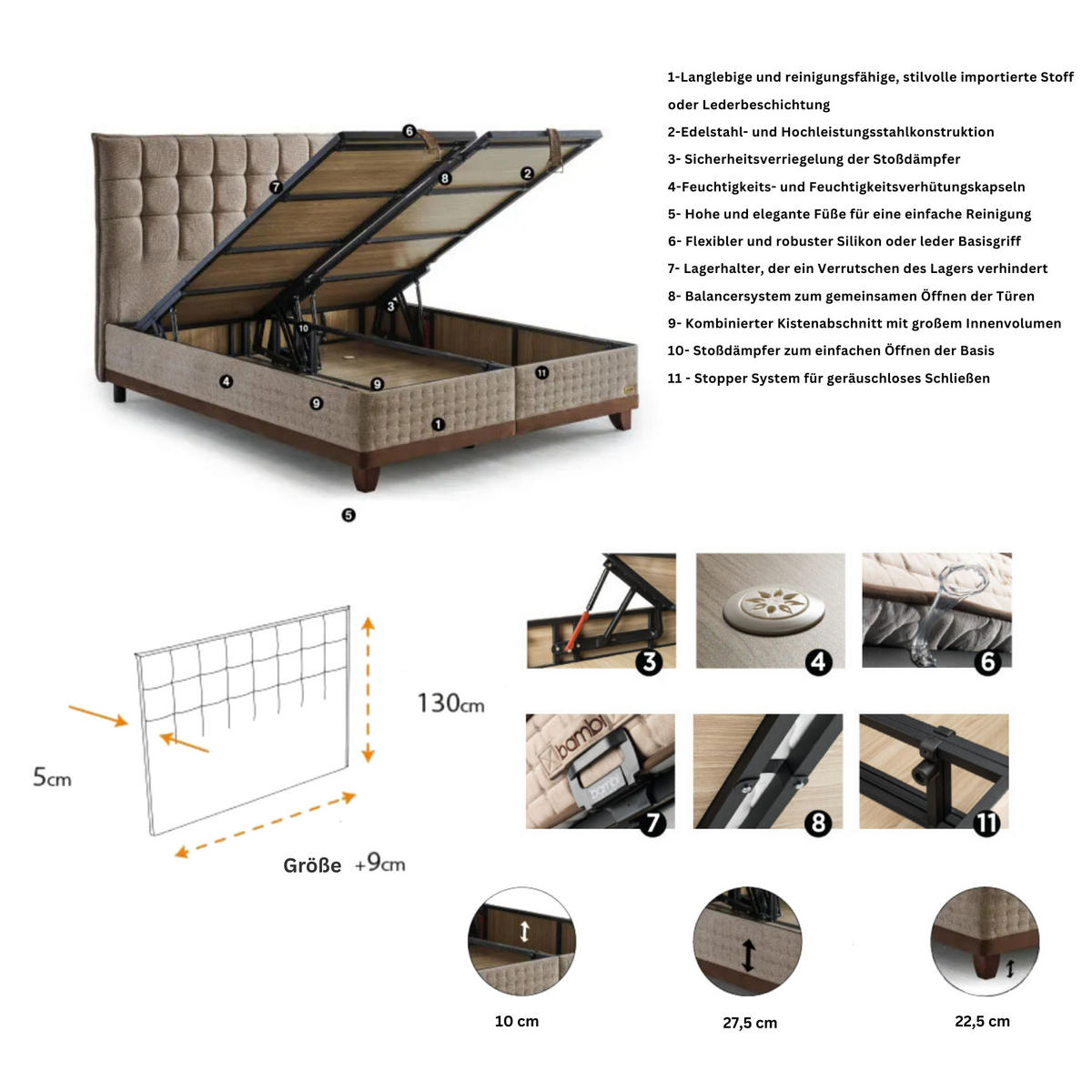 BOXBETT Cotton Master Set 180x200 - Braun, Holz/Metall (180/200cm) - Bambi